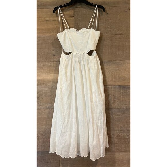 Zimmermann Rhiannon Scallop Linen Voile cutout Midi-Dress size 3/ M/ US 8-10 - Picture 6 of 16